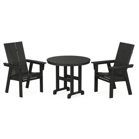 Modern Adirondack 3-Piece Round Dining Set in Black