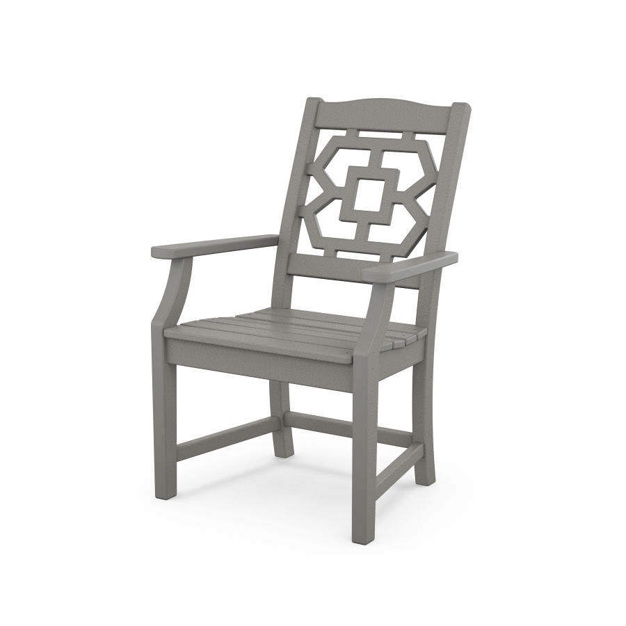 POLYWOOD Chinoiserie Dining Arm Chair in Slate Grey