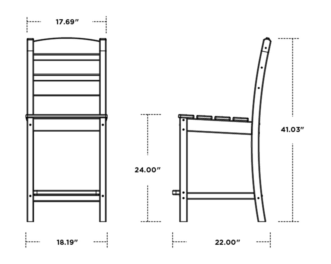 Dimensions for Lakeside Counter Side Chair