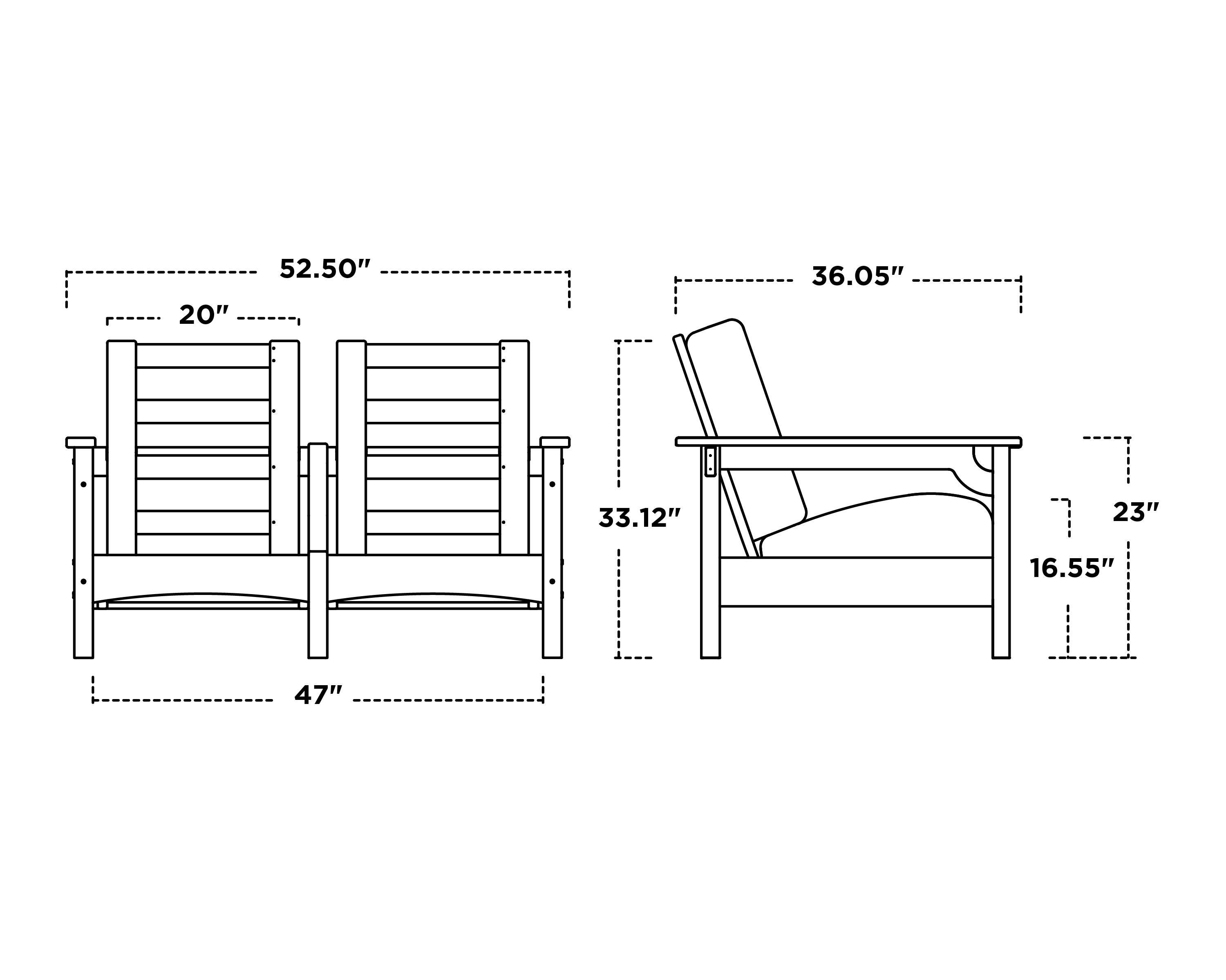 Dimensions for Club Loveseat