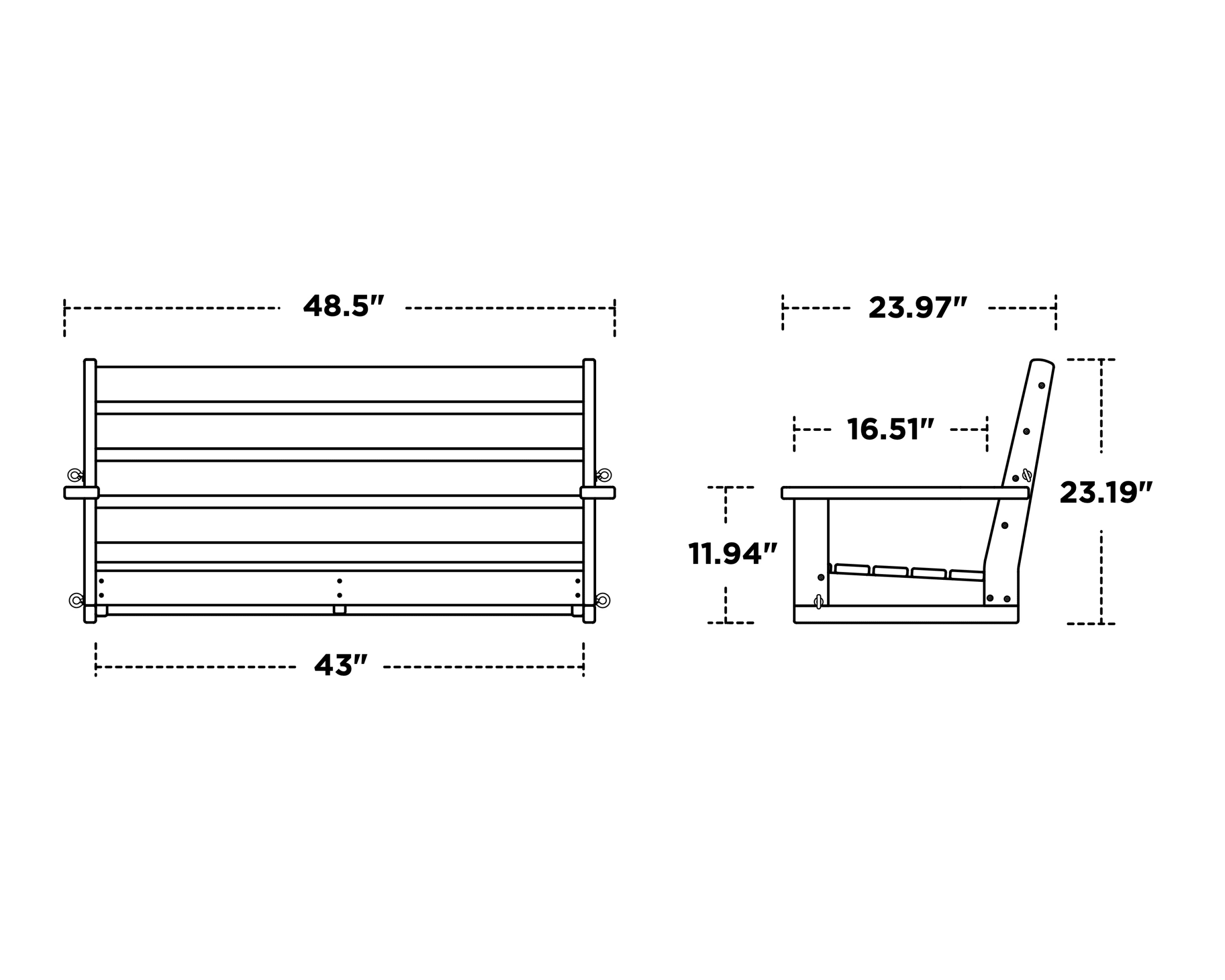 Dimensions for Grant Park 48" Swing
