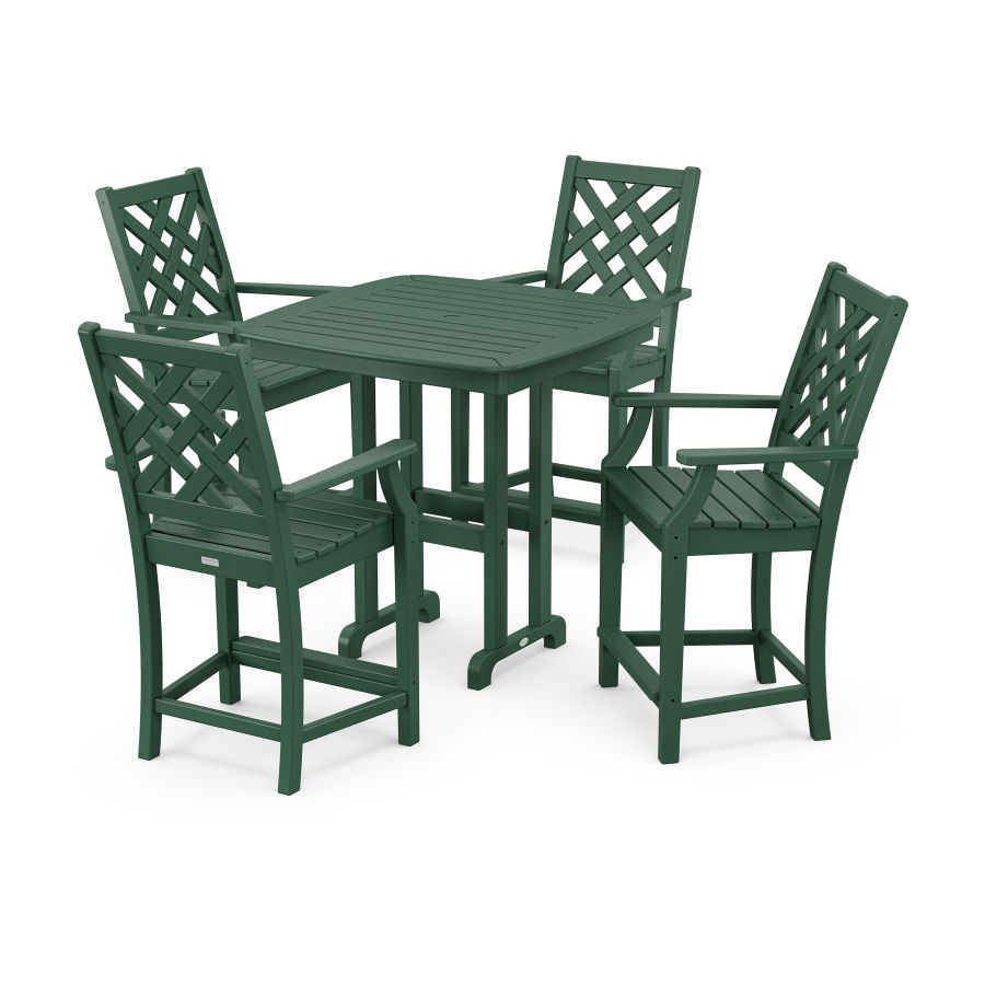 POLYWOOD Wovendale 5-Piece Counter Set in Green