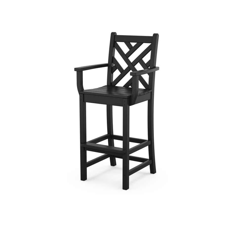 POLYWOOD Chippendale Bar Arm Chair in Black