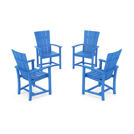 POLYWOOD Quattro 4-Piece Upright Adirondack Conversation Set in Pacific Blue