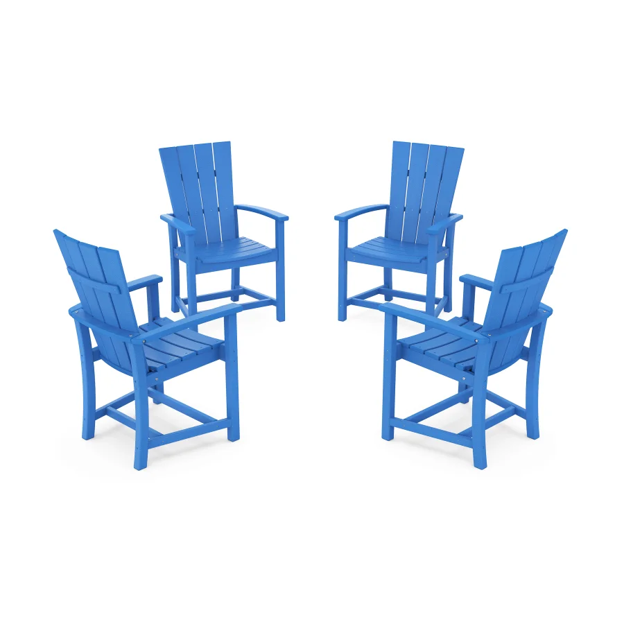 POLYWOOD Quattro 4-Piece Upright Adirondack Conversation Set in Pacific Blue