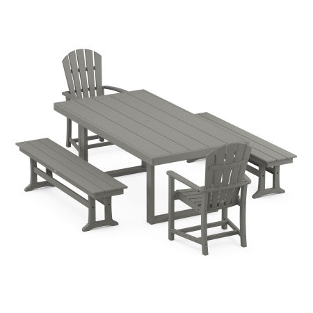 POLYWOOD Palm Coast 5-Piece Dining Set with Benches