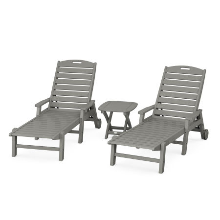 POLYWOOD Nautical 3-Piece Chaise Set in Slate Grey