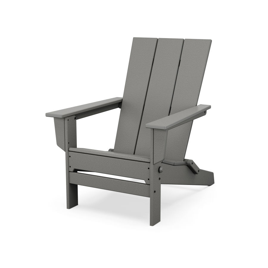 POLYWOOD Modern Studio Folding Adirondack Chair in Slate Grey