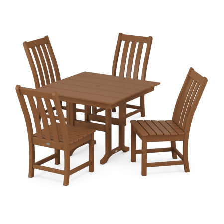 Vineyard Side Chair 5-Piece Farmhouse Dining Set in Teak