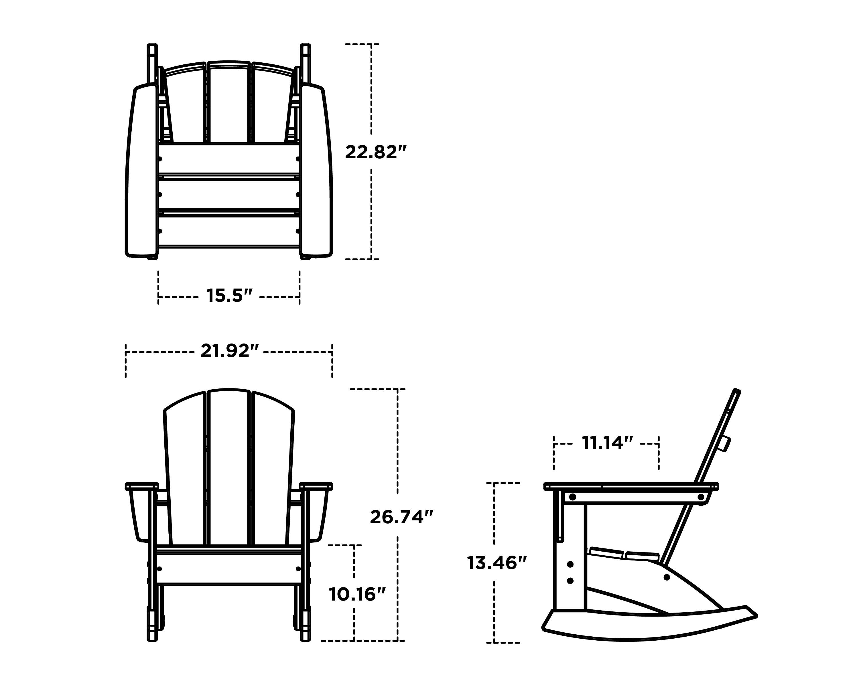 Dimensions for Kids Nautical Adirondack Rocking Chair