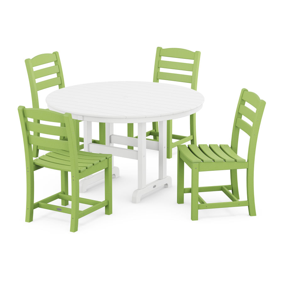 POLYWOOD La Casa Café Side Chair 5-Piece Round Dining Set in Lime