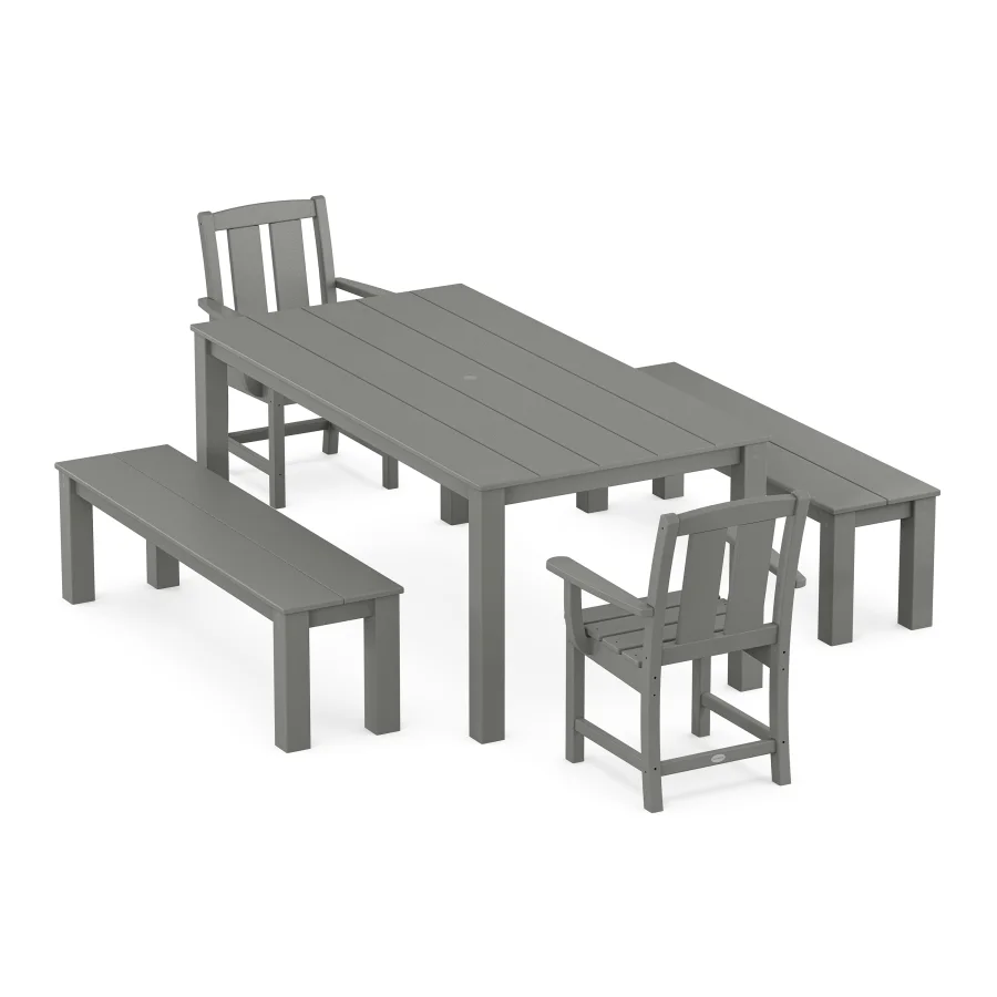 POLYWOOD Mission 5-Piece Parsons Dining Set with Benches