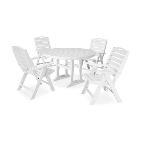 5 Piece Nautical Dining Set in White