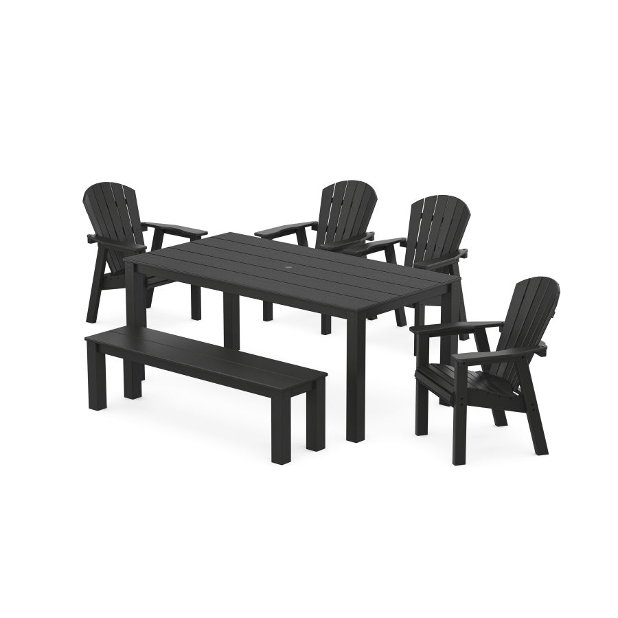 POLYWOOD Seashell 6-Piece Parsons Dining Set with Bench in Black