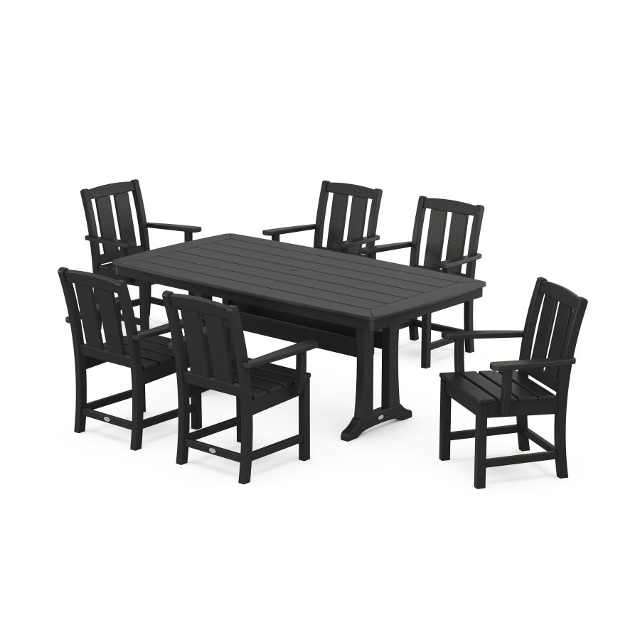 POLYWOOD Mission Arm Chair 7-Piece Dining Set with Trestle Legs in Black