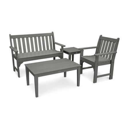 Vineyard 4-Piece Bench Seating Set in Slate Grey