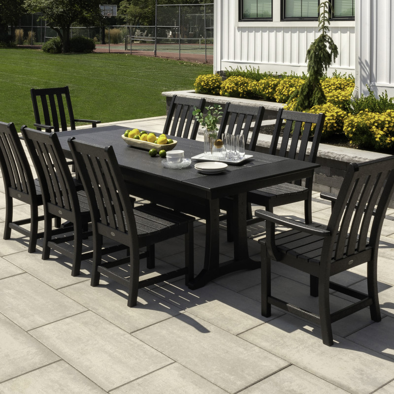 Chippendale 9-Piece Farmhouse Dining Set with Trestle Legs