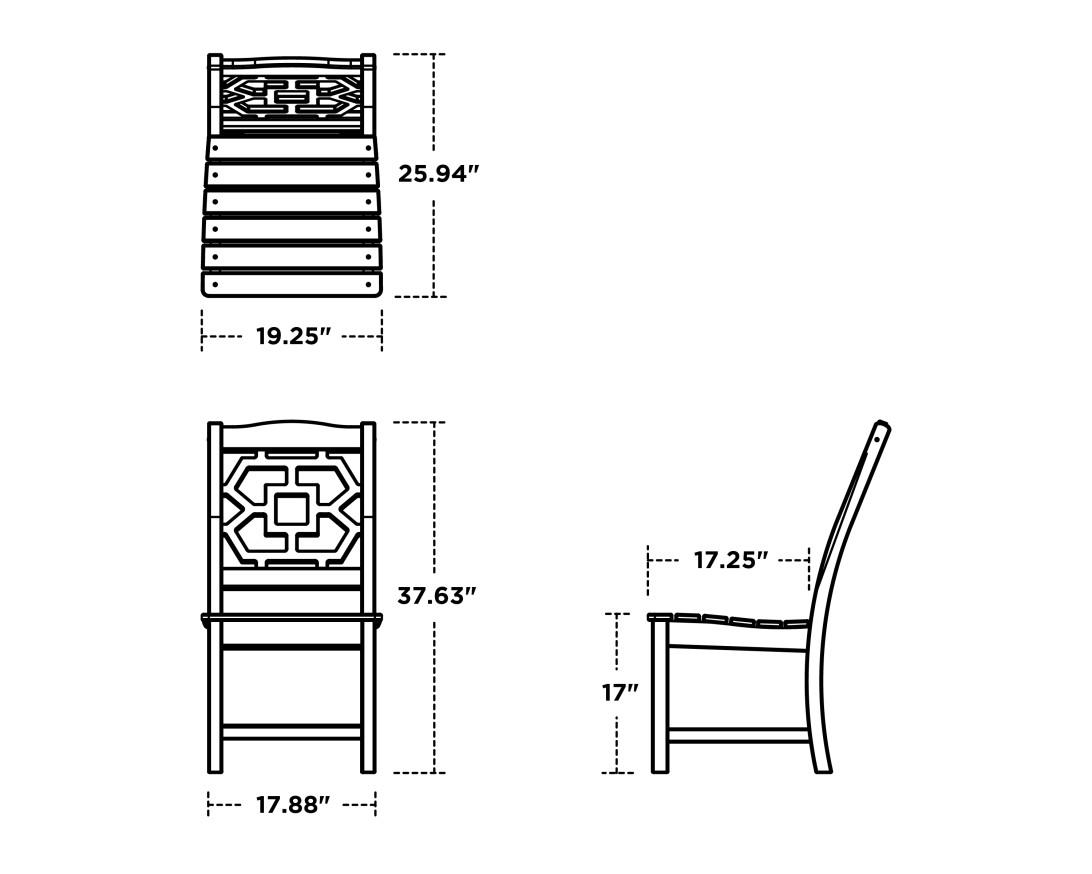 Dimensions for Chinoiserie Dining Side Chair