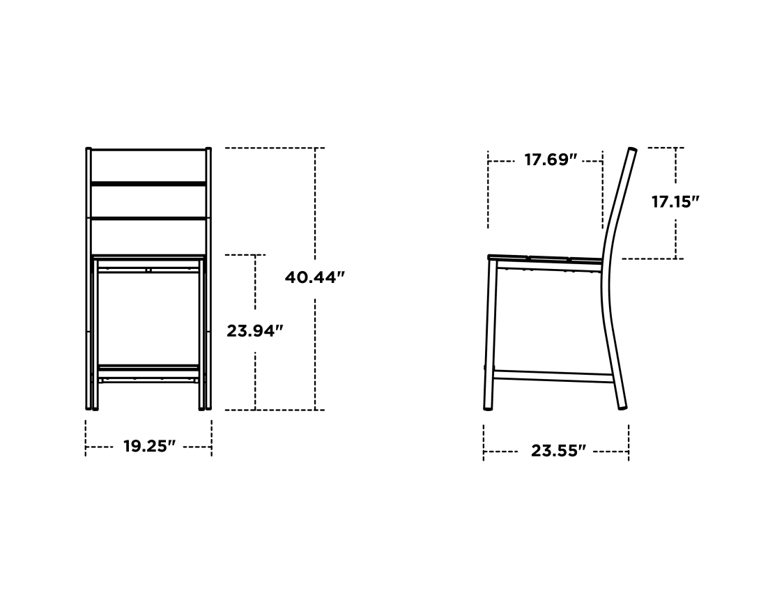 Dimensions for Main Street Counter Side Chair
