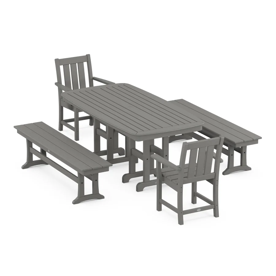 POLYWOOD Oxford 5-Piece Dining Set with Benches