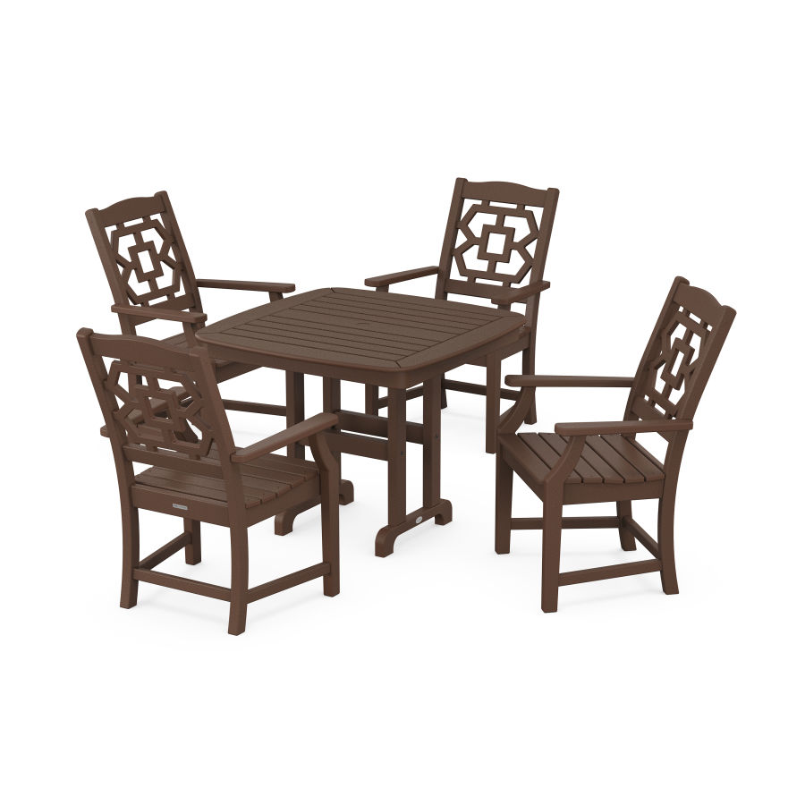POLYWOOD Chinoiserie 5-Piece Dining Set in Mahogany