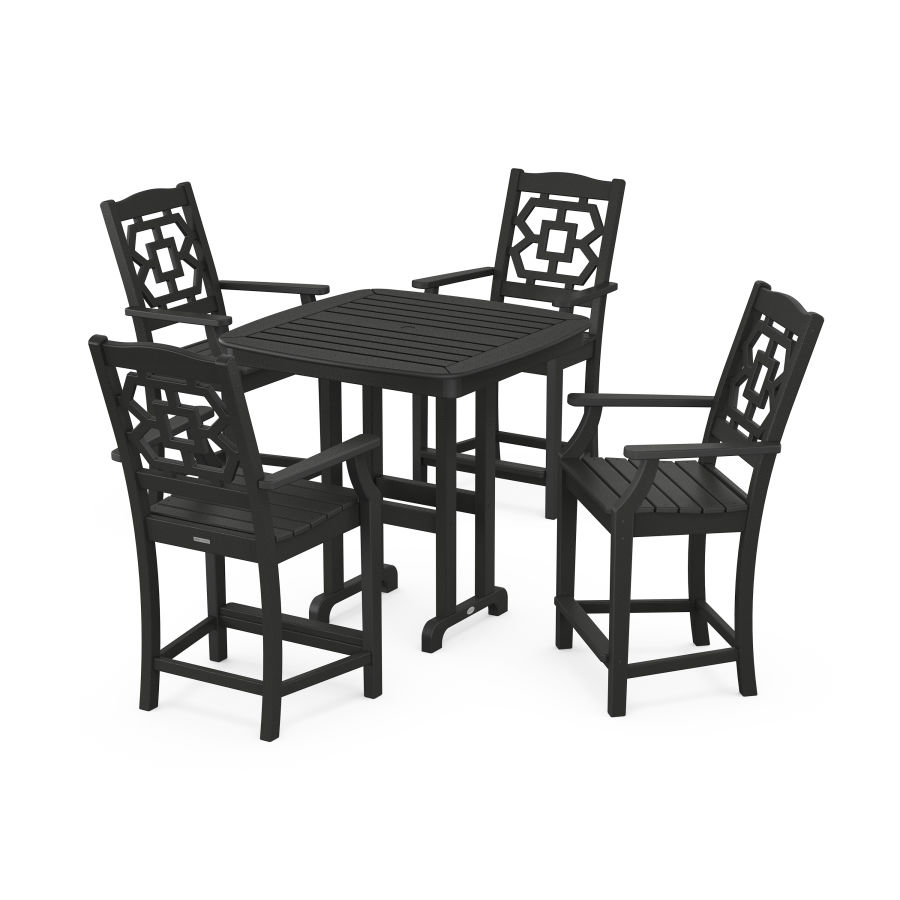 POLYWOOD Chinoiserie 5-Piece Counter Set in Black