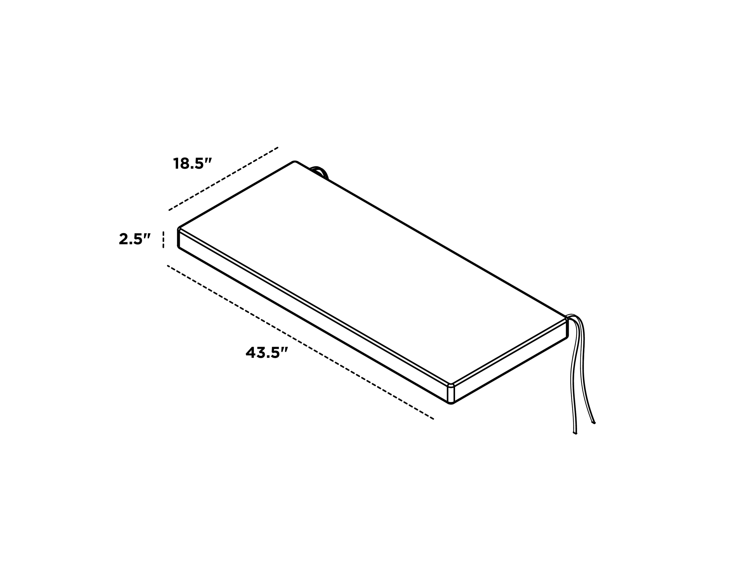 Dimensions for Bench Seat Cushion - 18.5"D x 43.5"W x 2.5"H