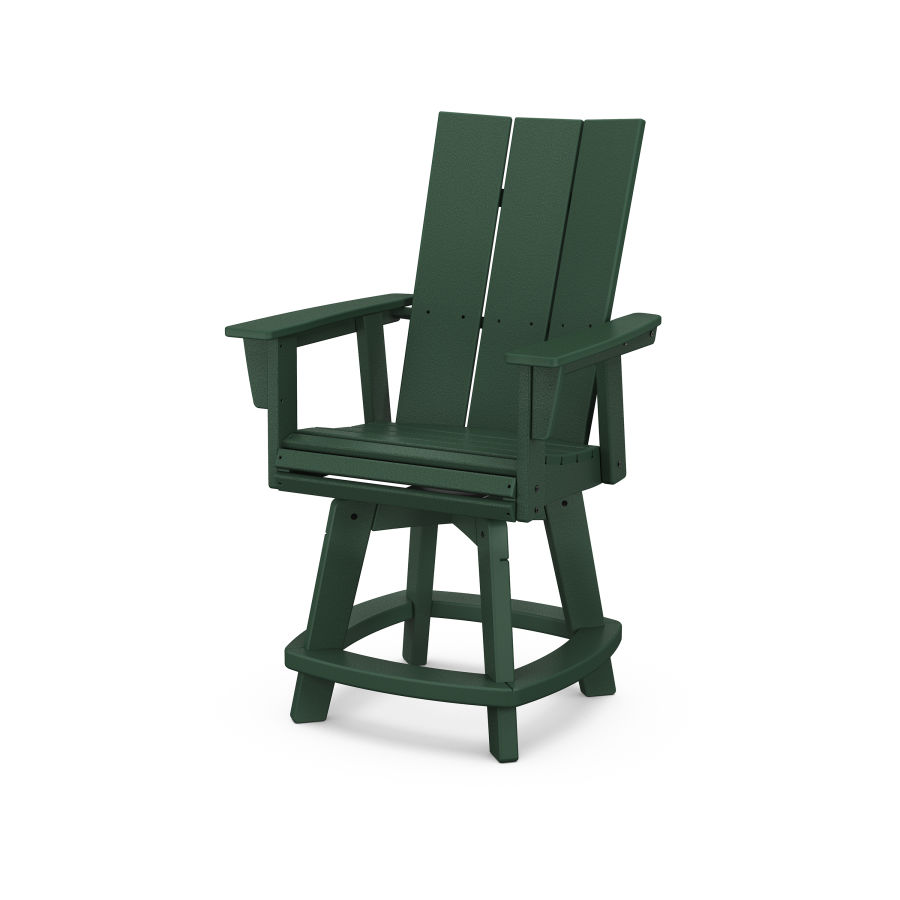 POLYWOOD Modern Adirondack Swivel Counter Chair in Green