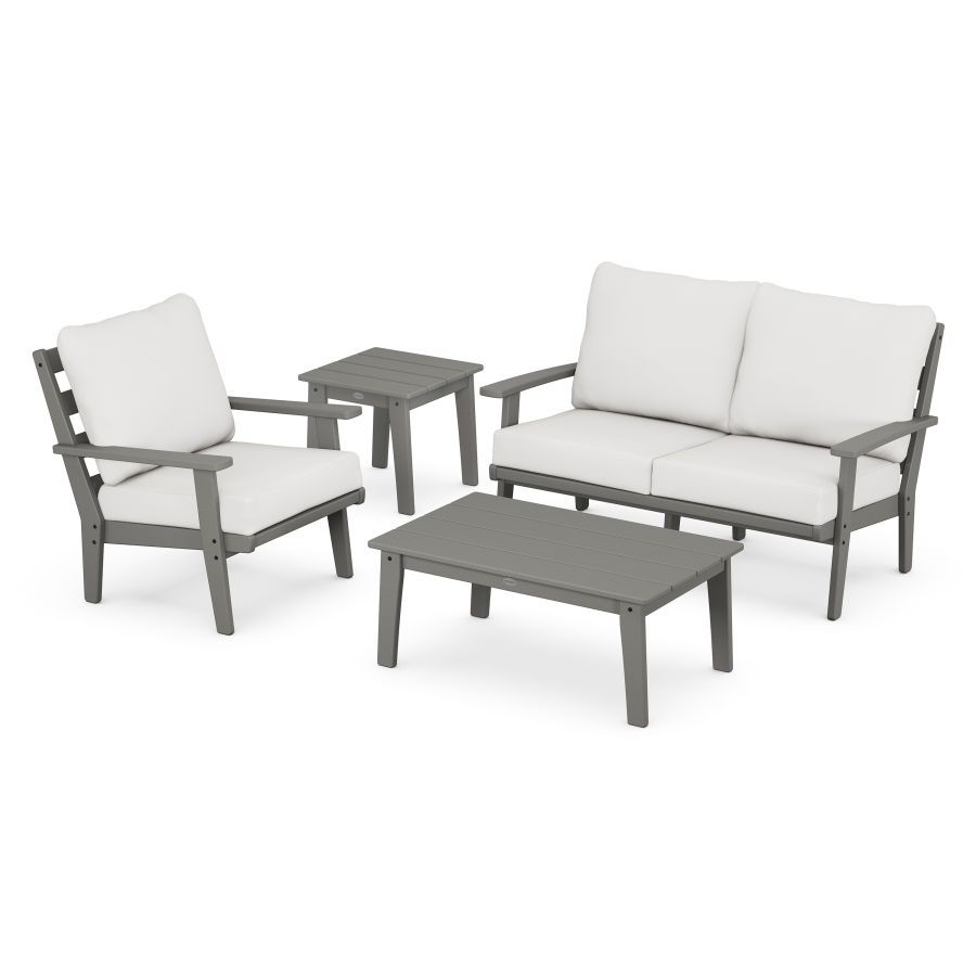 POLYWOOD Grant Park 4-Piece Deep Seating Set in Slate Grey / Natural Linen