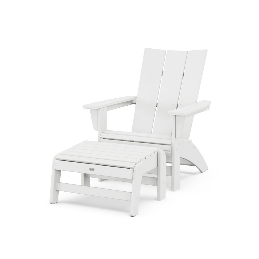 POLYWOOD Modern Grand Adirondack Chair with Ottoman in White