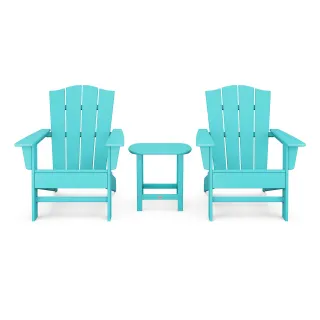 POLYWOOD Wave 3-Piece Adirondack Chair Set with The Crest Chairs