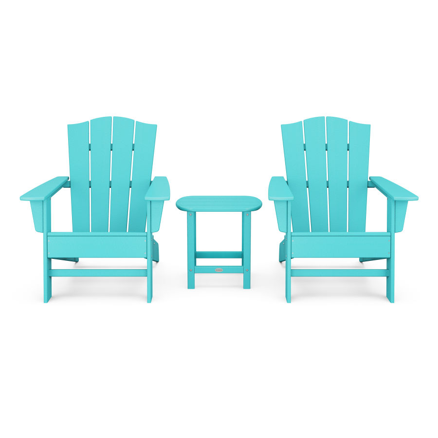 POLYWOOD Wave 3-Piece Adirondack Chair Set with The Crest Chairs in Aruba