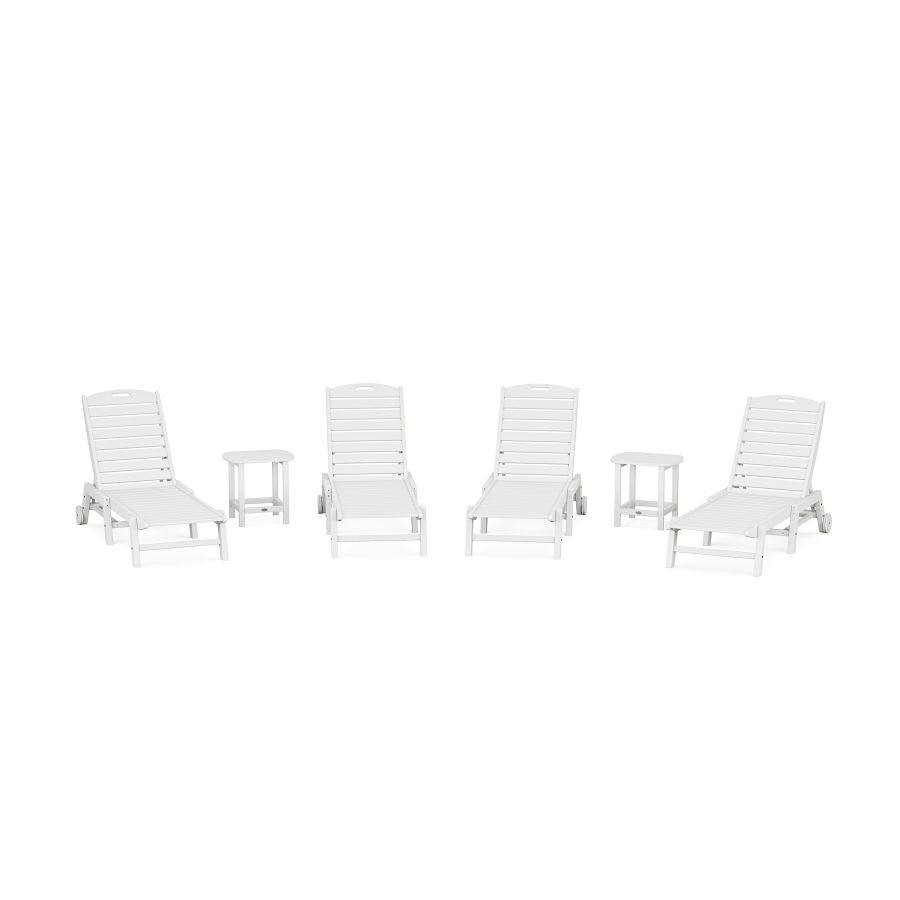 POLYWOOD Nautical Chaise 6-Piece Set with Wheels in White