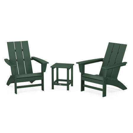 Modern 3-Piece Adirondack Set with Long Island 18" Side Table in Green