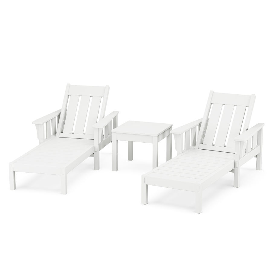 POLYWOOD Acadia 3-Piece Chaise Set in White