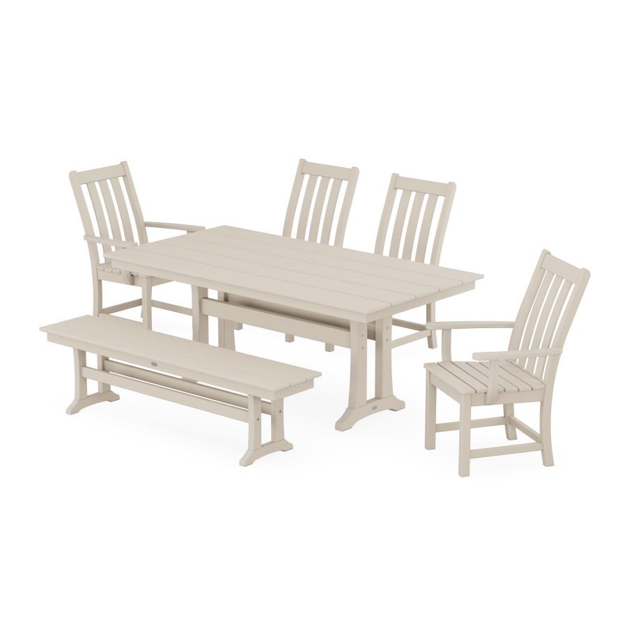 POLYWOOD Vineyard 6-Piece Farmhouse Dining Set With Trestle Legs in Sand
