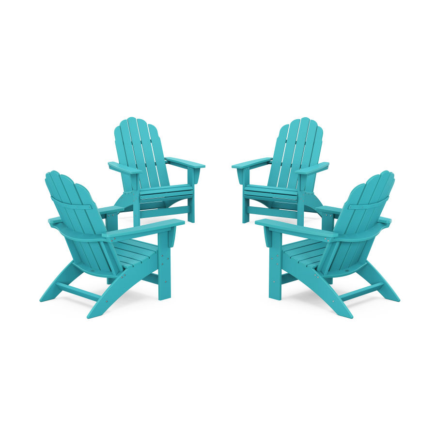 POLYWOOD 4-Piece Vineyard Grand Adirondack Chair Conversation Set in Aruba