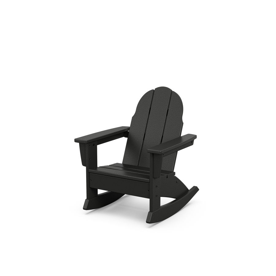 POLYWOOD Kids Vineyard Adirondack Rocking Chair in Black