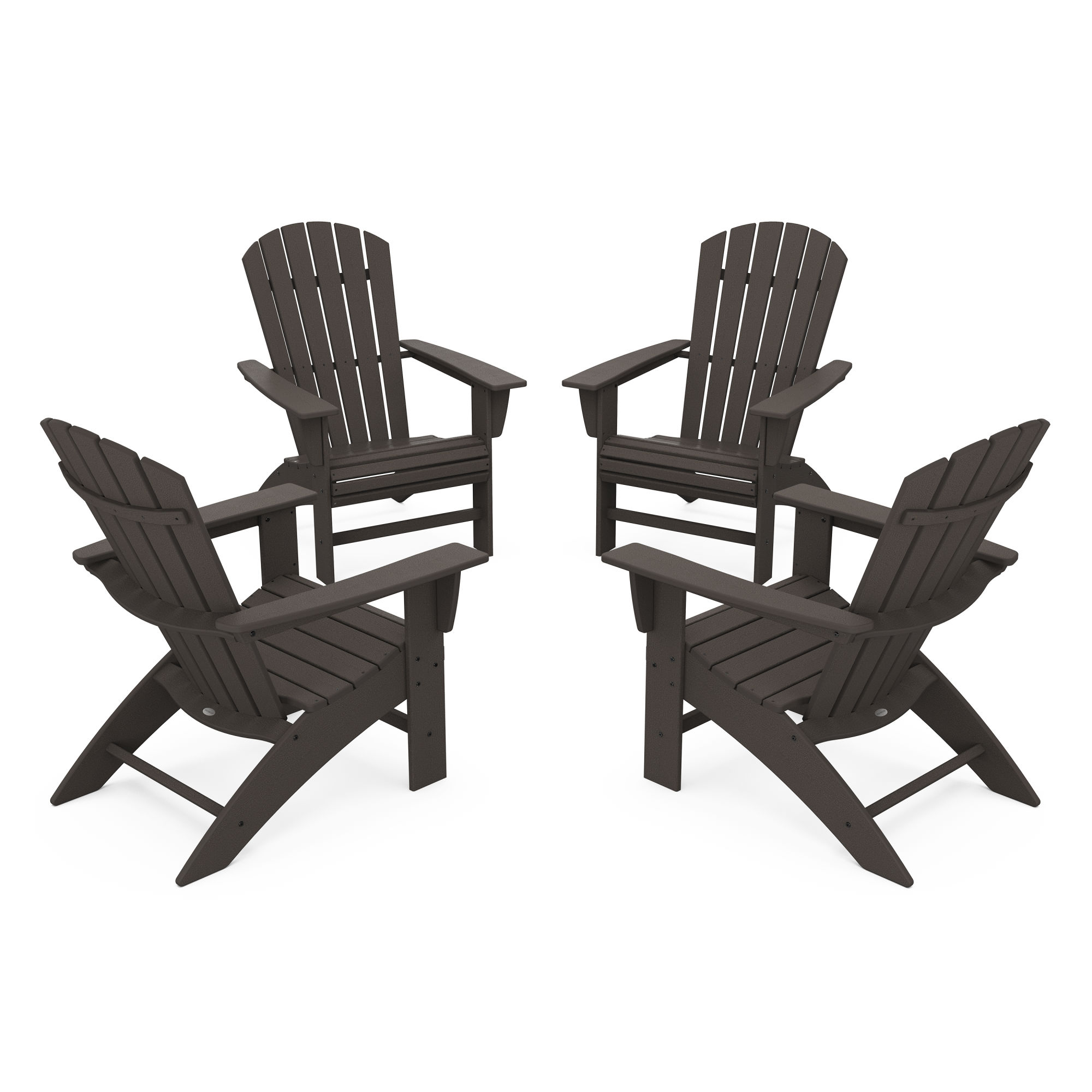 POLYWOOD 4 Piece Nautical Curveback Adirondack Chair Conversation