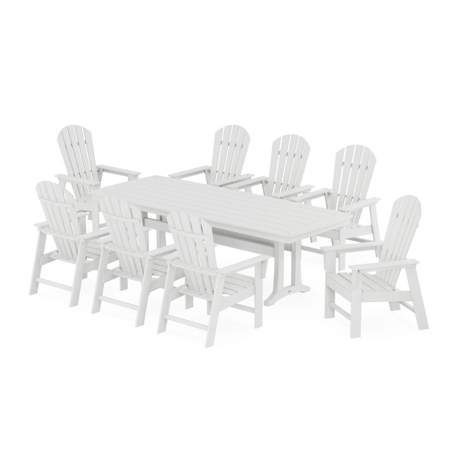 POLYWOOD South Beach 9-Piece Dining Set with Trestle Legs in White