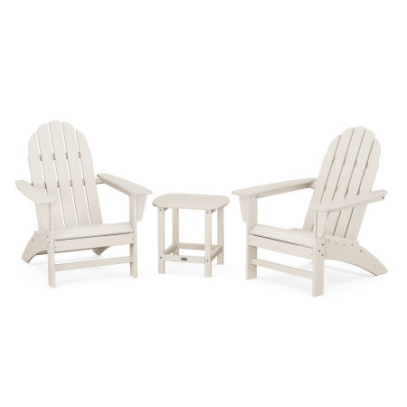 Vineyard 3-Piece Adirondack Set with South Beach 18" Side Table in Sand