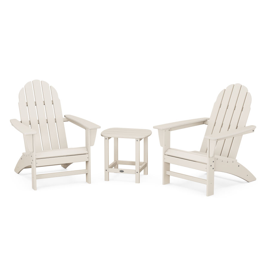 POLYWOOD Vineyard 3-Piece Adirondack Set with South Beach 18" Side Table in Sand