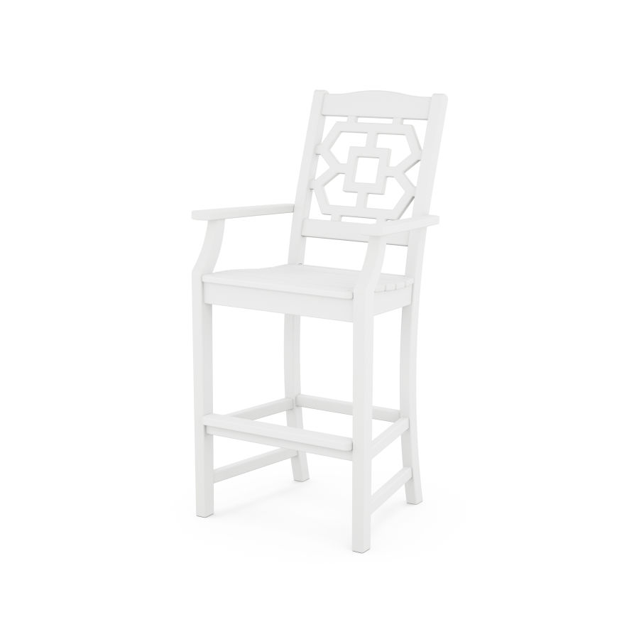 POLYWOOD Chinoiserie Bar Arm Chair in White