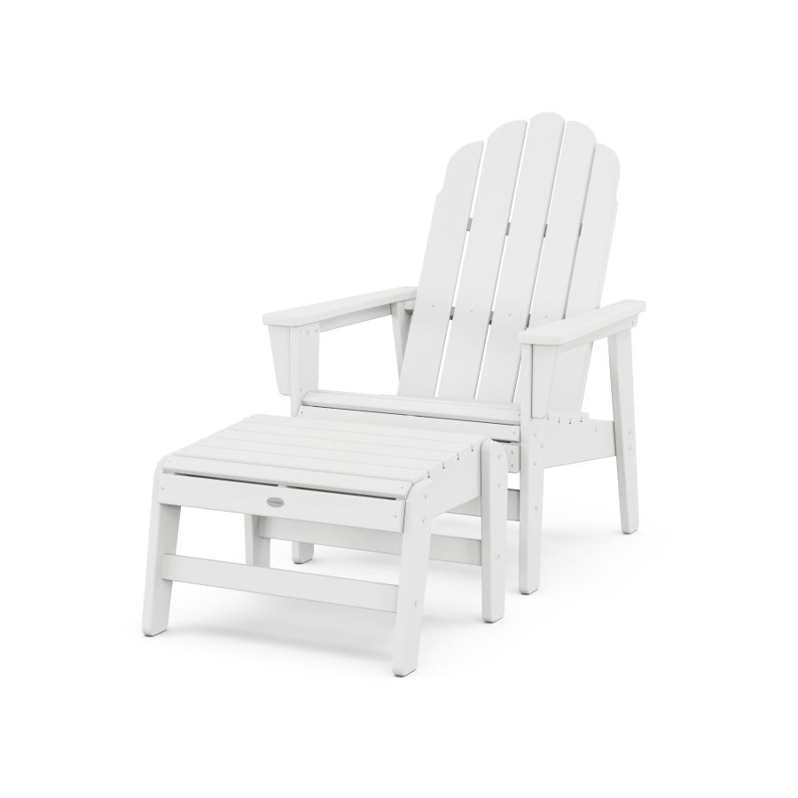 POLYWOOD Vineyard Grand Upright Adirondack Chair with Ottoman in White