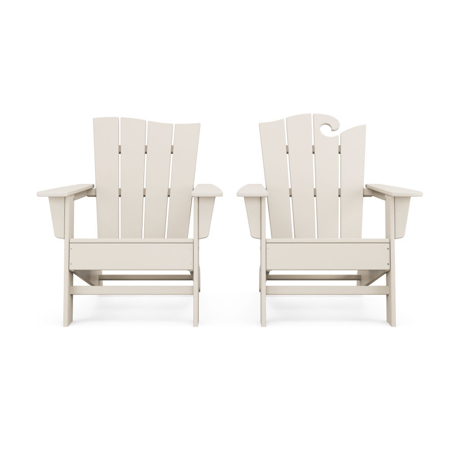 POLYWOOD Wave 2-Piece Adirondack Set with The Wave Chair Left in Sand