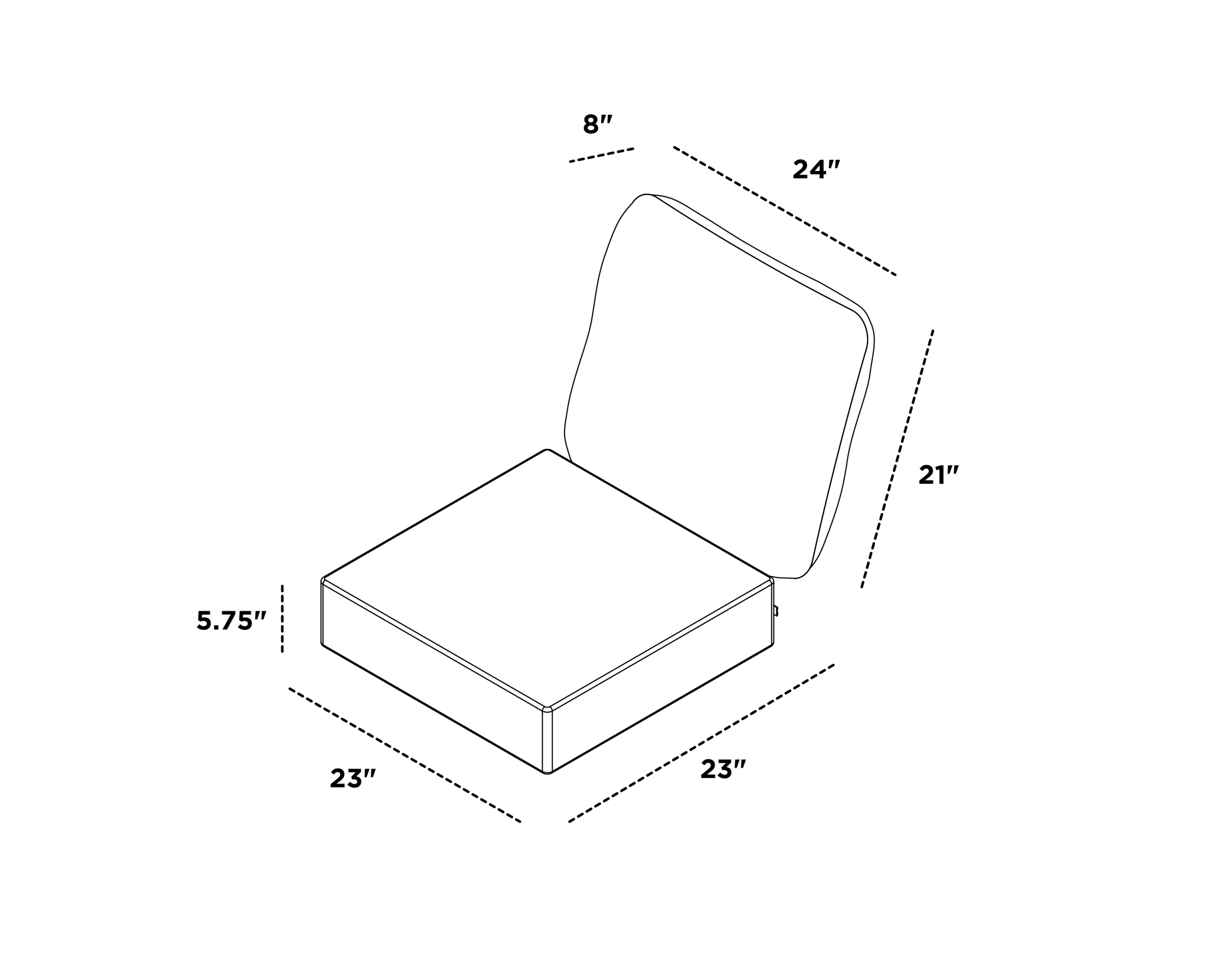 Dimensions for Classics Seat/Back Cushion Set