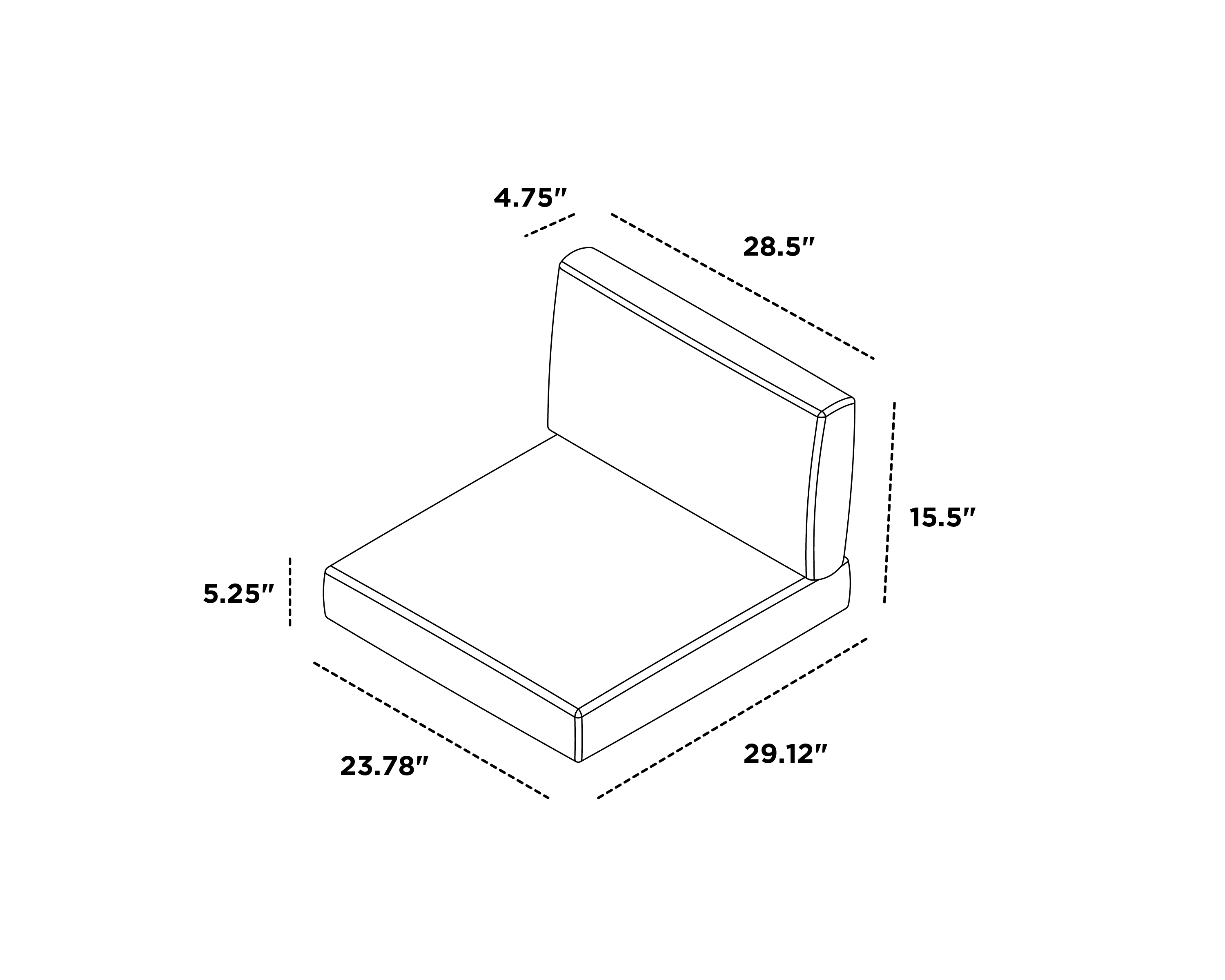 Dimensions for Acadia Back/Seat Cushion Set