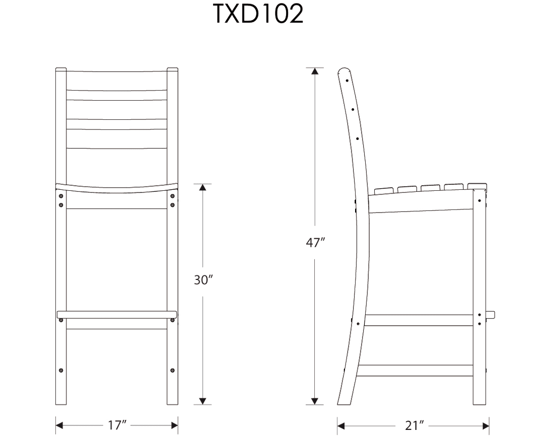 Dimensions for Monterey Bay Bar Side Chair