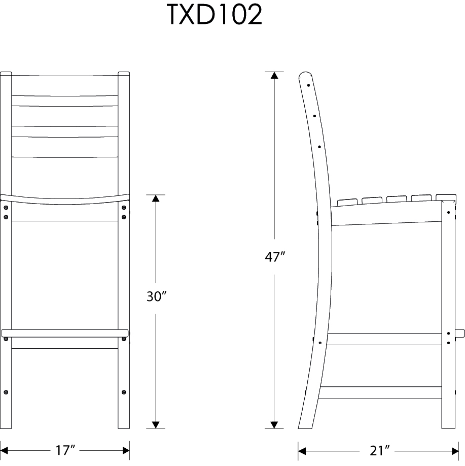 Dimensions for Monterey Bay Bar Side Chair