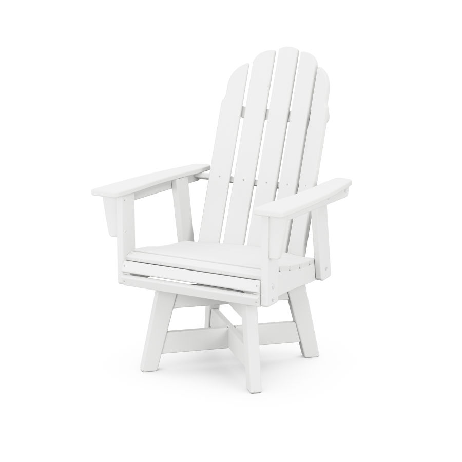 POLYWOOD Vineyard Adirondack Swivel Dining Chair in White